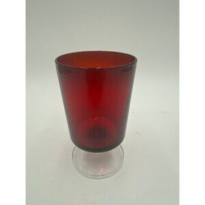 Vintage Ruby Red Glassware with Clear StemVase 5" Tall Elegant Design Victorian
